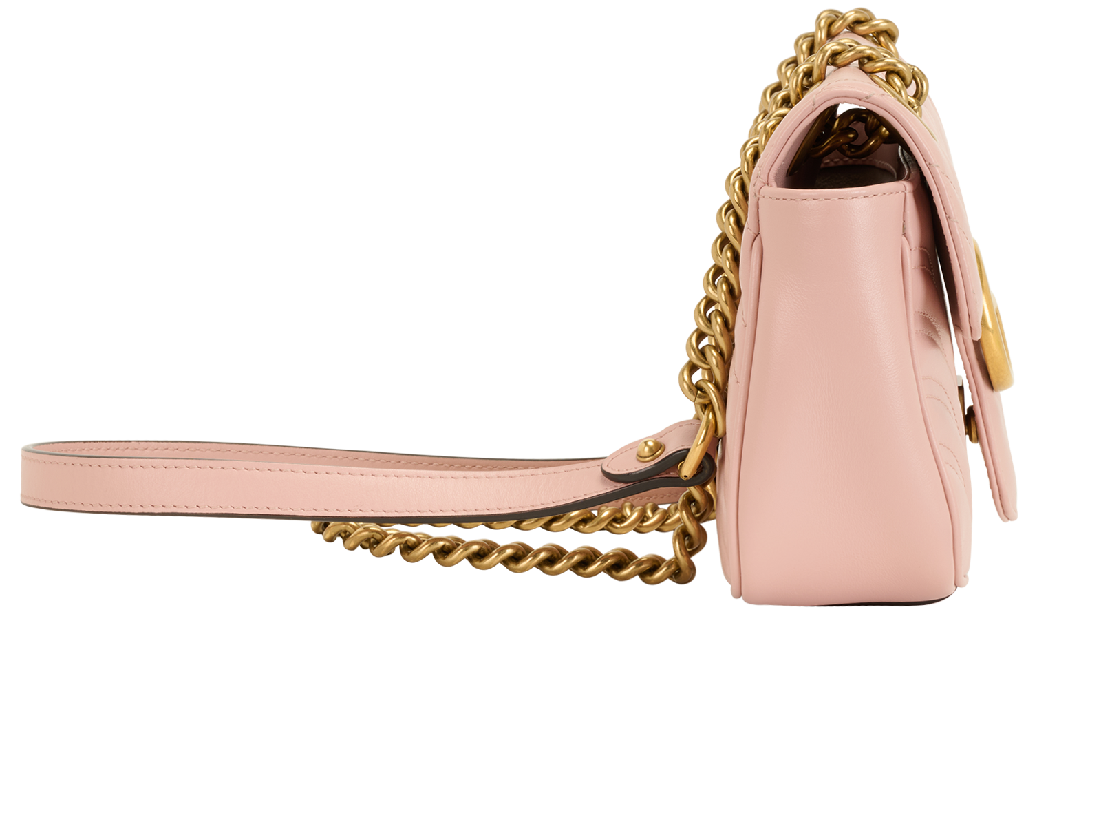 Small GG Marmont Shoulder Bag, &pound;650, Handbags, Pink, Leather, Side view